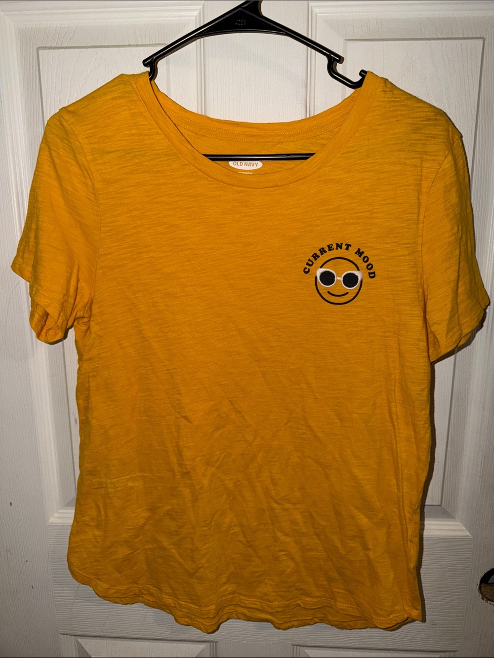 Old Navy Yellow 'Current Mood' Smiley Graphic Tee